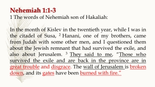 Nehemiah 1:1-3 1 The words of Nehemiah son of Hakaliah :