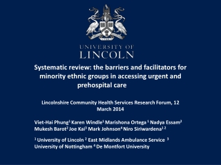 Lincolnshire Community Health Services Research Forum, 12 March 2014