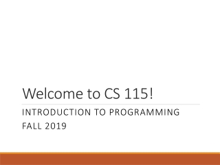 Welcome to CS 115!