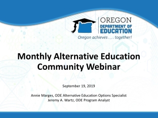 Monthly Alternative Education Community Webinar
