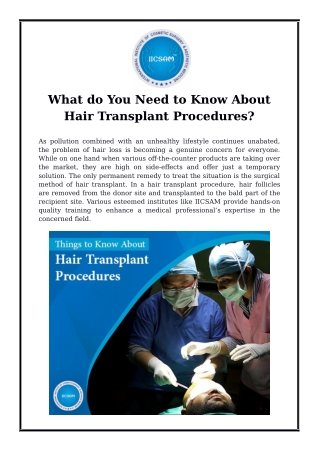 What do You Need to Know About Hair Transplant Procedures?