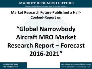 Narrowbody Aircraft MRO Market Research Report - Global Forecast till 2025