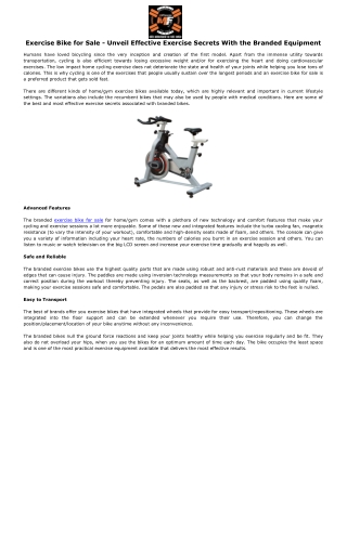 Exercise Bike for Sale - Unveil Effective Exercise Secrets With the Branded Equipment