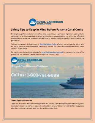 Safety Tips to Keep in Mind Before Panama Canal Cruise