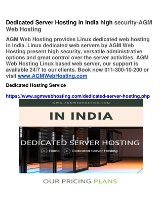 Dedicated Server Hosting in india high security-AGM Web Hosting