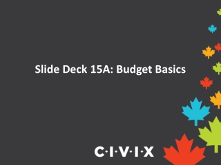 Slide Deck 15A : Budget Basics