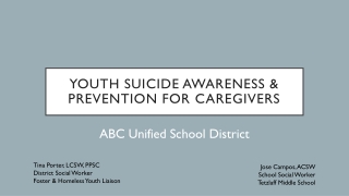 YOUTH SUICIDE AWARENESS &amp; PREVENTION FOR CAREGIVERS