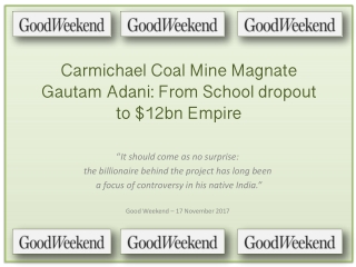 Carmichael Coal Mine Magnate Gautam Adani: From School dropout to $12bn Empire