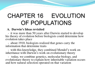 CHAPTER 16 EVOLUTION OF POPULATIONS