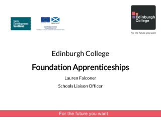 Edinburgh College Foundation Apprenticeships Lauren Falconer Schools Liaison Officer