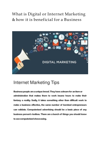 What is Digital or Internet Marketing & how it is beneficial for a Business