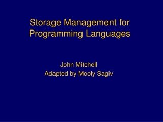 Storage Management for Programming Languages