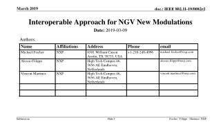 Interoperable Approach for NGV New Modulations