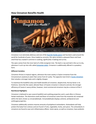 How Cinnamon Benefits Health