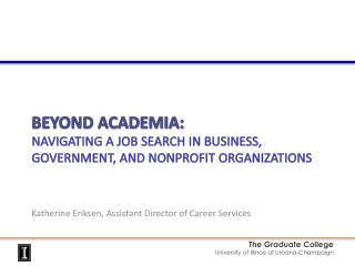 Beyond Academia: Navigating a job Search in Business, Government, and Nonprofit Organizations