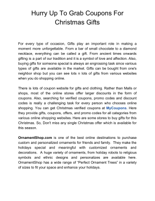 Hurry Up To Grab Coupons For Christmas Gifts