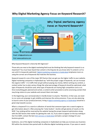 Why Digital Marketing Agency Focus on Keyword Research?