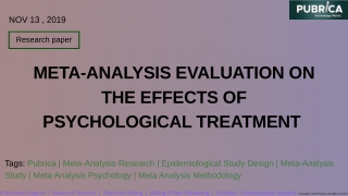 Meta Analysis Evaluation on the effect of Psychological Treatment - Scientific Research