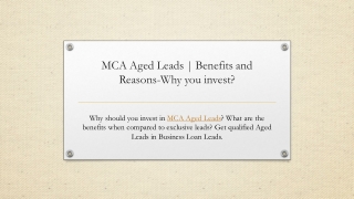 Benefits and Reasons to Invest in MCA Aged Leads | Business Loan Leads