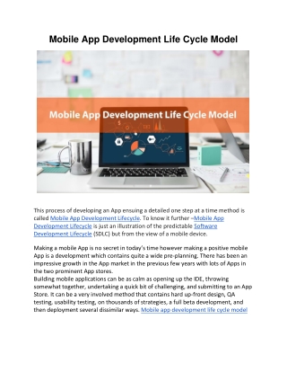 Mobile App Development Life Cycle Model