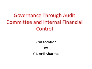 Governance Through Audit Committee and Internal Financial Control