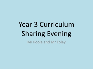 Year 3 Curriculum Sharing Evening