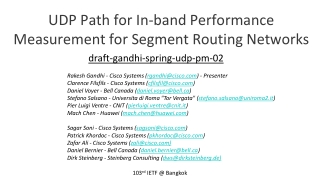 UDP Path for In-band Performance Measurement for Segment Routing Networks