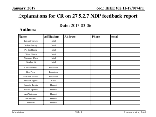 Explanations for CR on 27.5.2.7 NDP feedback report