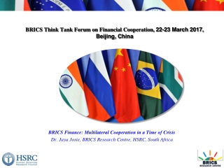 BRICS Think Tank Forum on Financial Cooperation, 22-23 March 2017, Beijing, China