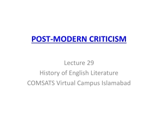 POST-MODERN CRITICISM