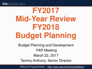 FY 2017 Mid-Year Review FY2018 Budget Planning