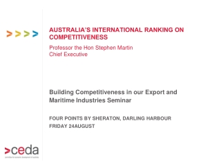 AUSTRALIA’S INTERNATIONAL RANKING ON COMPETITIVENESS