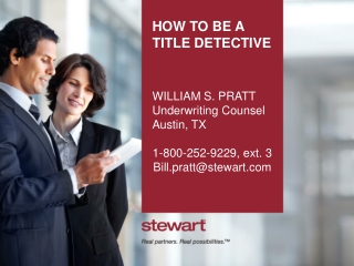 HOW TO BE A TITLE DETECTIVE