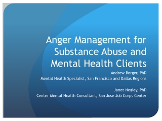 Anger Management for Substance Abuse and Mental Health Clients