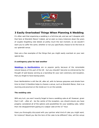 3 Easily Overlooked Things When Planning A Wedding