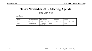 TGax November 2019 Meeting Agenda