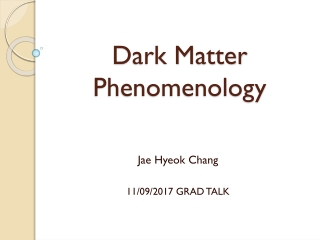 Dark Matter Phenomenology