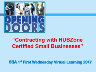 SBA 1 st First Wednesday Virtual Learning 2017