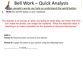 Bell Work – Quick Analysis