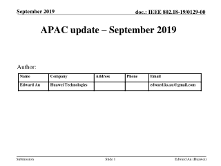 APAC update – September 2019