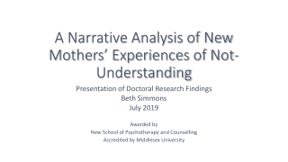 A Narrative Analysis of New Mothers’ Experiences of Not-Understanding