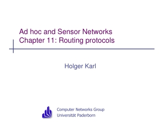 Ad hoc and Sensor Networks Chapter 11: Routing protocols