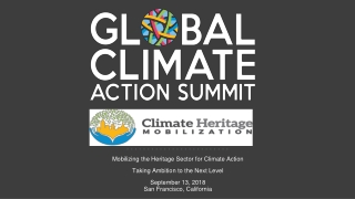 Mobilizing the Heritage Sector for Climate Action Taking Ambition to the Next Level