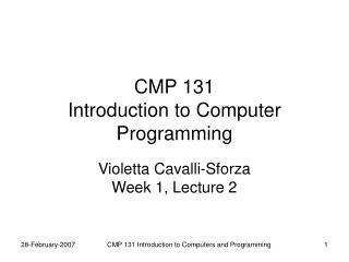 CMP 131 Introduction to Computer Programming