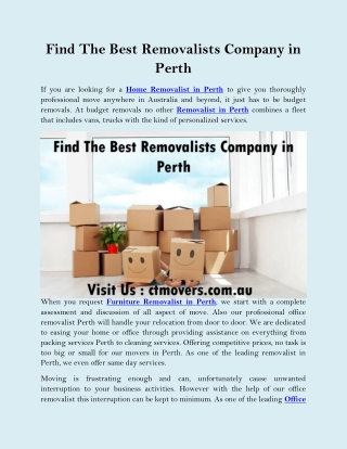 Find The Best Removalists Company in Perth