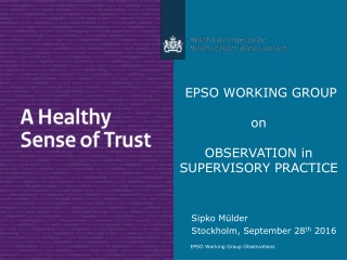 EPSO WORKING GROUP on OBSERVATION in SUPERVISORY PRACTICE