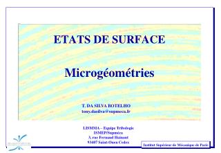 ETATS DE SURFACE