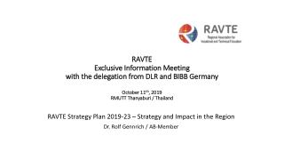 RAVTE Strategy Plan 2019-23 – Strategy and Impact in the Region Dr. Rolf Gennrich / AB-Member