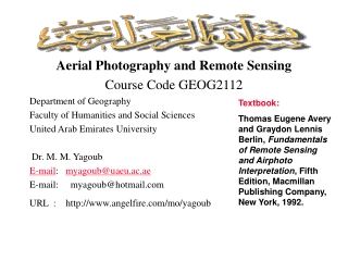 Aerial Photography and Remote Sensing Course Code GEOG2112 Department of Geography