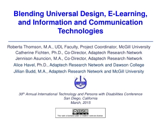 Blending Universal Design, E-Learning, and Information and Communication Technologies